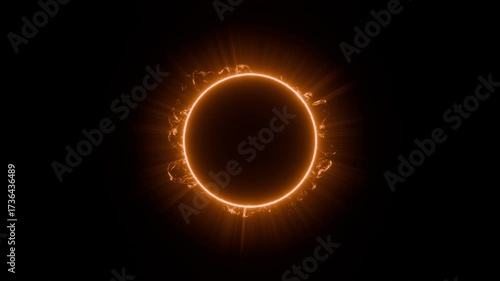 3D solar eclipse isolated on black 4k