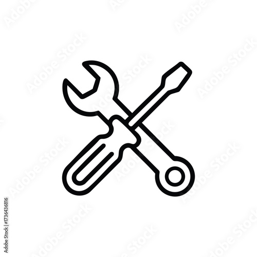 Minimalist Wrench and Screwdriver Icon – Tools and Maintenance Symbol
