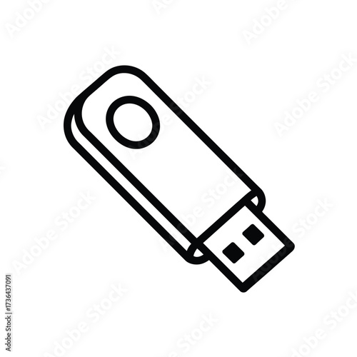 Simple line art drawing of a usb flash drive