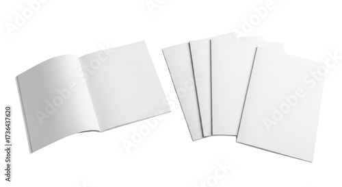 Isolated collection of blank mockup books and catalogs for branding design template