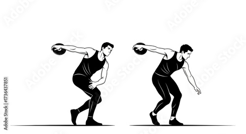 Depiction of a Discus Thrower in Action Athleticism and Precision in Sport, Striving for Excellence