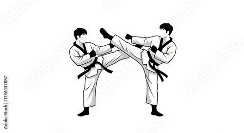 Dynamic Taekwondo Kick Illustration - Martial Arts, Fitness, and Self-Defense