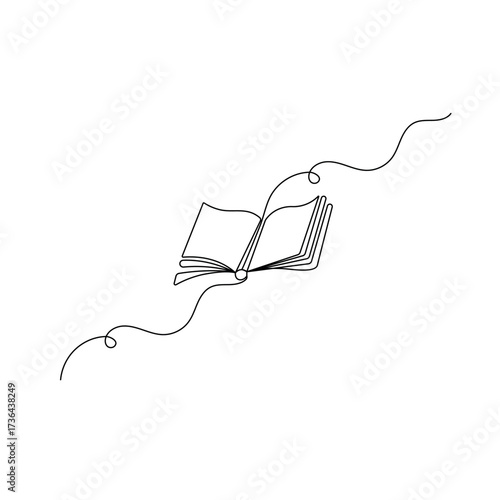 Book icon continuous one line drawing outline vector illustration	
