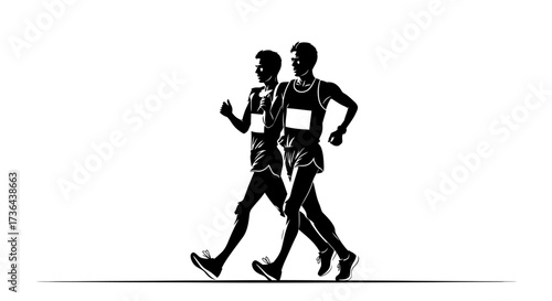Race Walkers Black and White A Study in Athleticism, Determination, and Sportsmanship