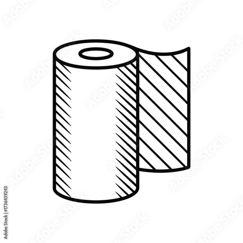 Hand drawn sketch of a roll of paper towels