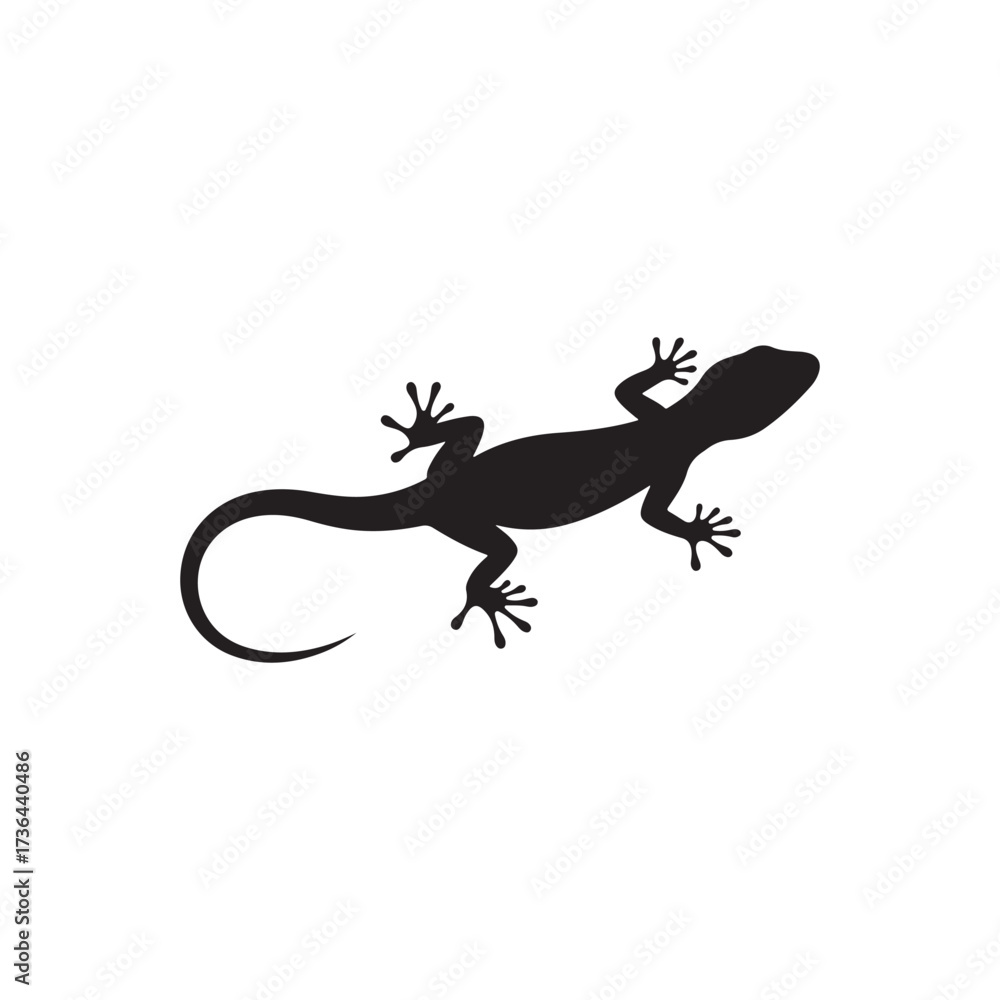 Obraz premium Brown lizard silhouette vector flat illustration design on white background