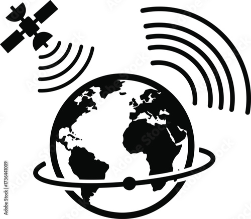 Global satellite network connecting the world, illustrating advanced telecommunications and internet infrastructure for worldwide digital communication and data transfer solutions