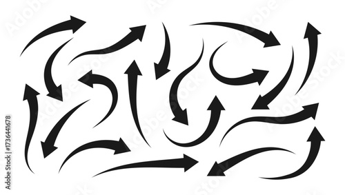 set of simple hand draw doodle line arrow, colorful geometric arrows vector, abstract up down arrows form elements dotted line icon,Sketch design card, invitation, wallpaper, poster, background	