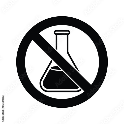 No chemicals allowed sign with flask icon