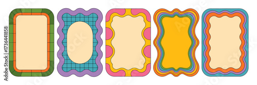 Retro Frames Colorful Decorative Borders for Creative Projects, Vintage Card Design, and Graphic Overlays