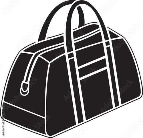 Black gym duffel bag with handles illustration