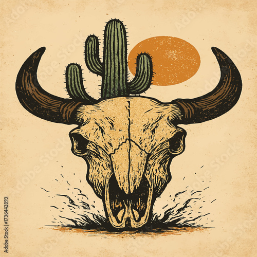 Mysterious bison silhouette emerging from smoke on black background