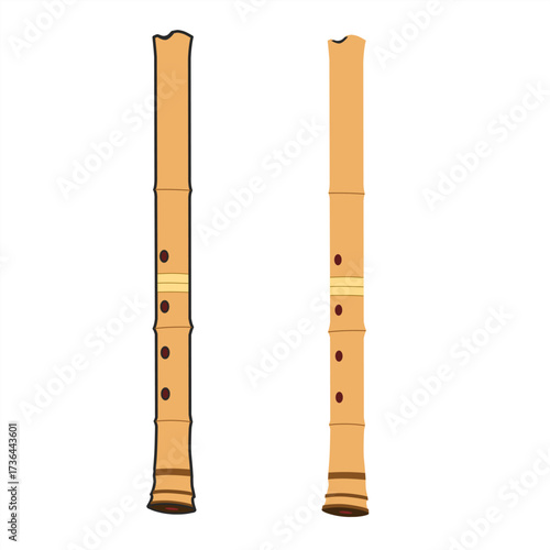 尺八のベクターイラスト Simple Japanese Shakuhachi Line Art