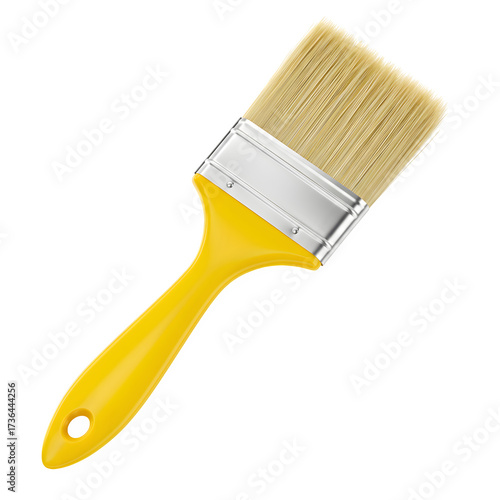Wallpaper Mural High-quality paint brush with yellow handle, perfect for art projects, DIY crafts, and home improvement. Isolated on white or transparent background. PNG format. Torontodigital.ca