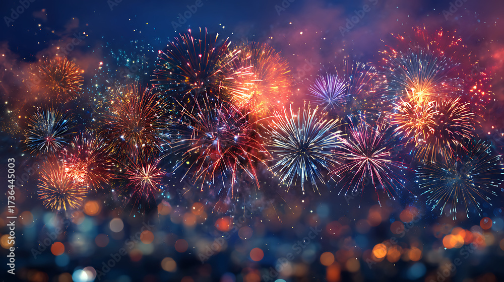 Fototapeta premium A breathtaking panoramic view of a vibrant firework