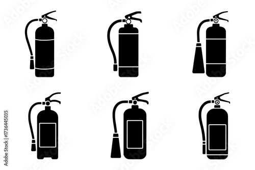  silhouette  of fire extinguishers safety emergency hazard danger equipment