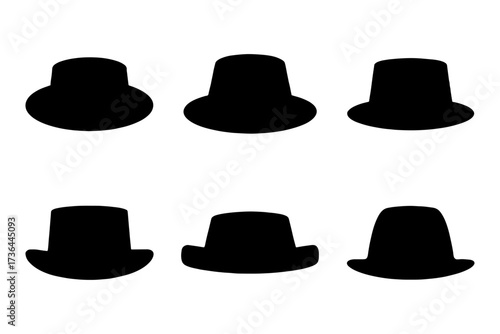 Silhouettes of various hats headwear fashion style accessory 