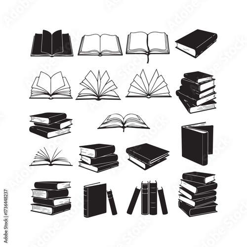 Vintage Book Elements Collection – Classic & Antique Book Silhouettes for Design