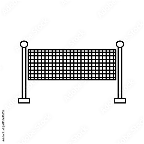 Badminton and volleyball net vector line icons on a white background. Minimalist volleyball net illustration, perfect for sports designs, web icons, or print projects.