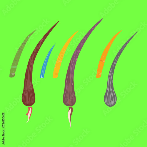 Set of Hair Strands with Different Textures and Shades, Visualizing the Variety of Human Hair Types and Pigmentation	