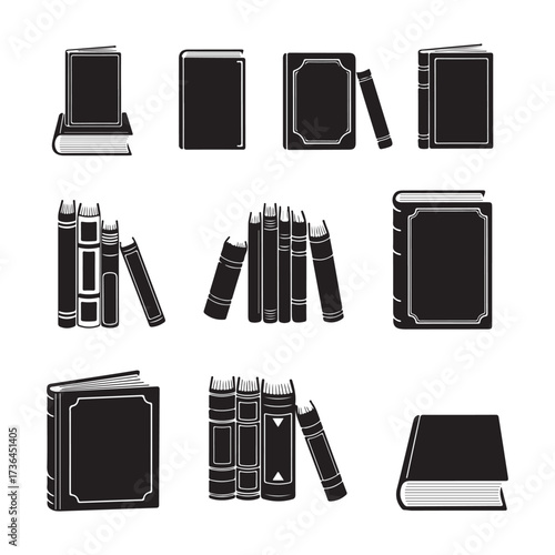 Vintage Book Elements Collection – Classic & Antique Book Silhouettes for Design