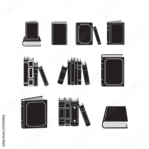 Vintage Book Elements Collection – Classic & Antique Book Silhouettes for Design