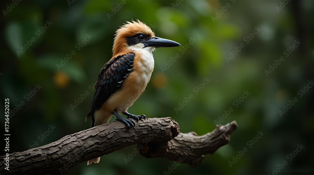Obraz premium A brown and white bird perched on a tree branch outdoors