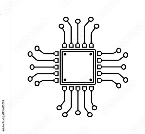 AI processor chip icon. AI processor circuit vector set. Mini AI CPU icon collection.