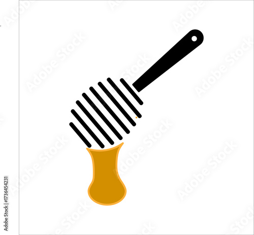 Simple black vector icon of a honey spoon with dripping honey, symbolizing sweetness