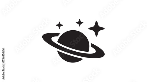 Planet icon set simple flat vector glyphs isolated astronomy and science elements for web and mobile design