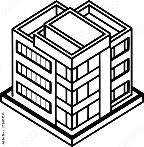 Colorful isometric modern apartment building illustration isolated on white background isolated on transparent background