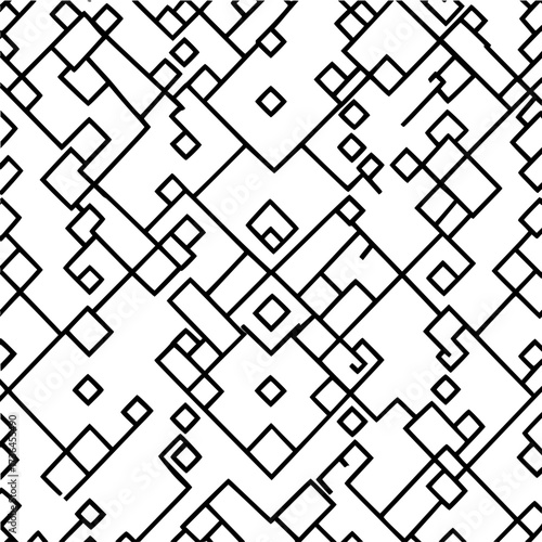 Abstract geometric pattern with interconnected squares and lines creating a complex design of one hundred characters