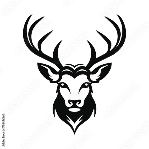 Wallpaper Mural Deer Head Silhouette Majestic Antler Design for Logos and Branding Torontodigital.ca