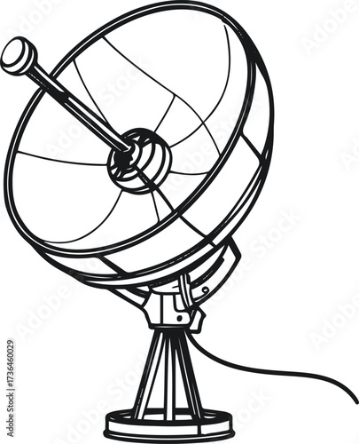 Simple elegant line drawing of a satellite dish 2