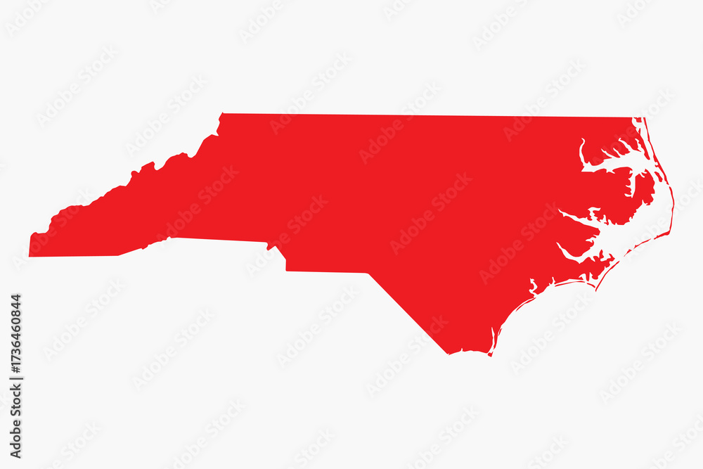 Fototapeta premium Vector graphic artwork suitable for print and web containing flat detailed map of NORTH CAROLINA