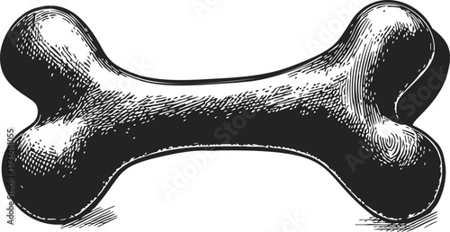Dog bone sketch hand drawn style with detailed shading — stock vector