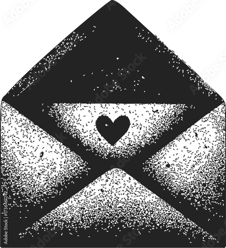 Envelope sketch hand drawn with heart symbol open flap — stock vector