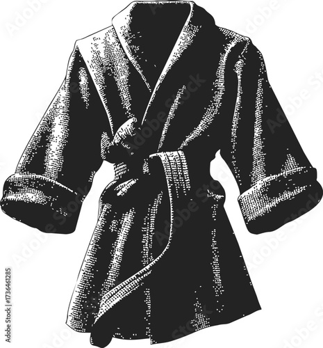 Bathrobe sketch hand drawn style with belt and textured shading — stock vector