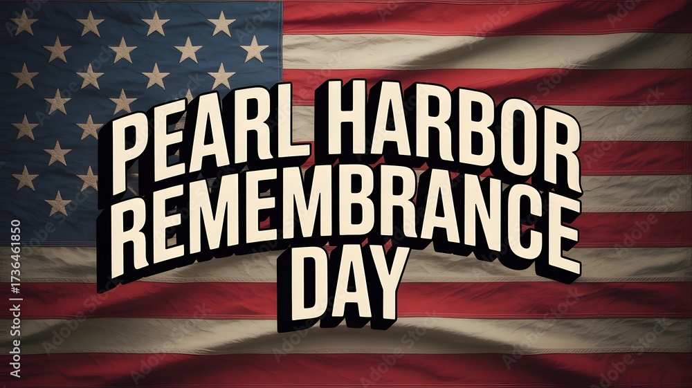 Fototapeta premium Learn about Pearl Harbor Remembrance Day significance, ceremonies, tributes, veteran memorials, history lessons, patriotic observance, WWII events, and annual nationwide recognition for honoring brave