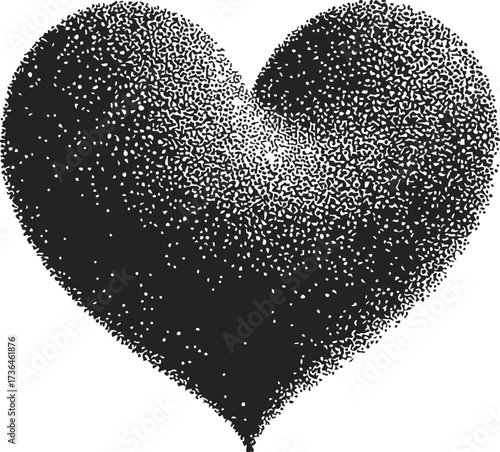 Heart shape sketch hand drawn stippling dotwork style black and white illustration — stock vector