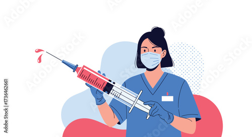 A determined healthcare professional prepares to administer a large dose of medicine.