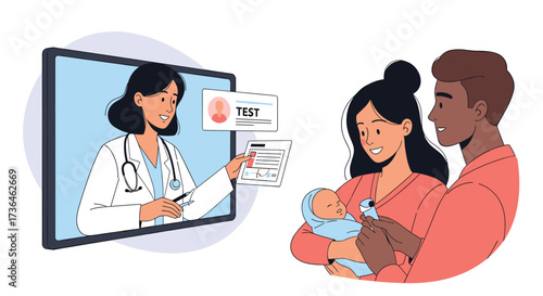 Online doctor consultation for new parents seeking advice about their baby's health.