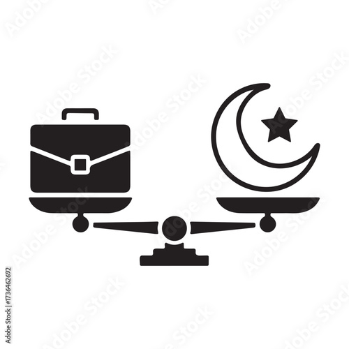 Balance of faith and business symbolizing work life harmony religious beliefs isolated on white background