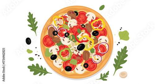 A delicious vegetarian pizza with fresh toppings and a golden crust.