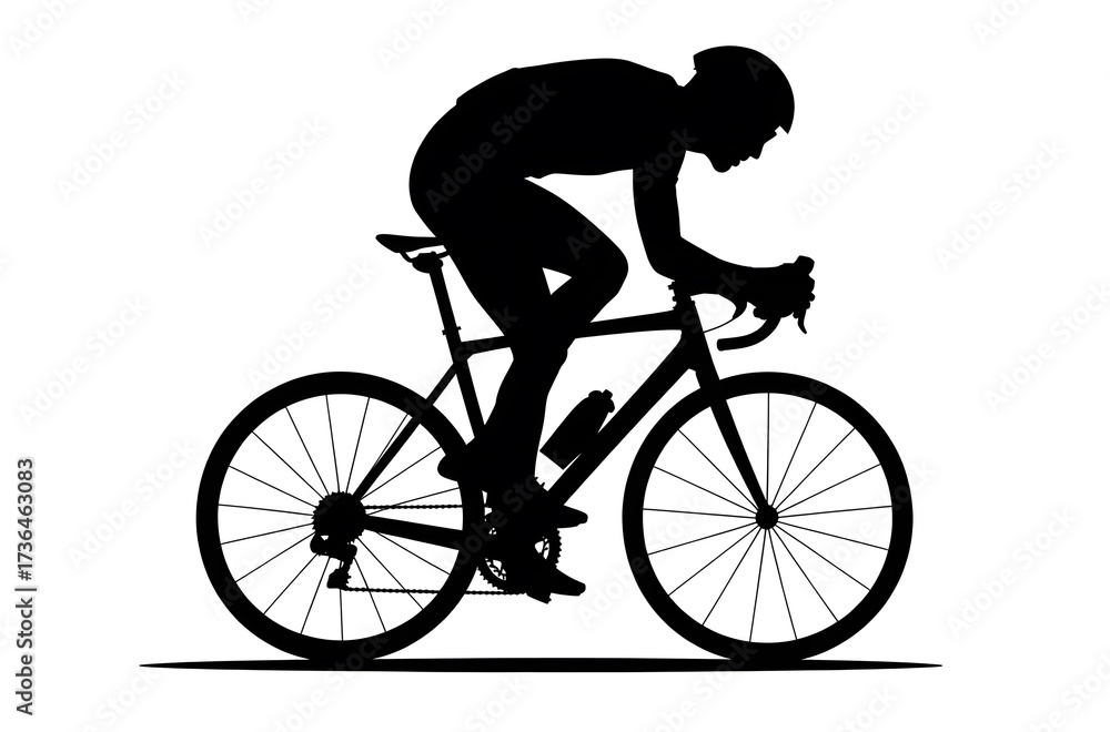 Fototapeta premium Sleek silhouette showcases cycling dedication and fitness, perfect for athletic brands and health promotions with its dynamic energy and modern style