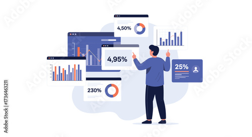 Analyze business performance with data visualization tools and charts.