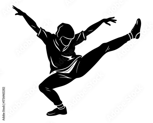 Dancer in hip hop pose silhouette vector  isolated on white background
