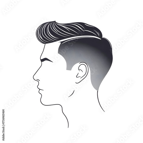 Sleek silhouette of a man's head in profile with a stylish haircut, perfect for modern designs and creative projects needing a touch of masculine elegance