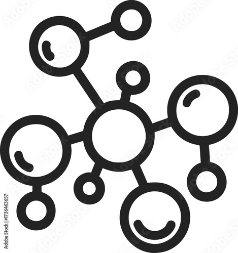 Molecule sketch hand drawn style with connected atoms and bonds — stock vector