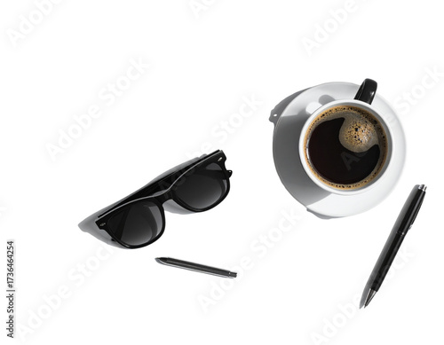  Minimal Black Sunglasses with Books and Coffee Aesthetic